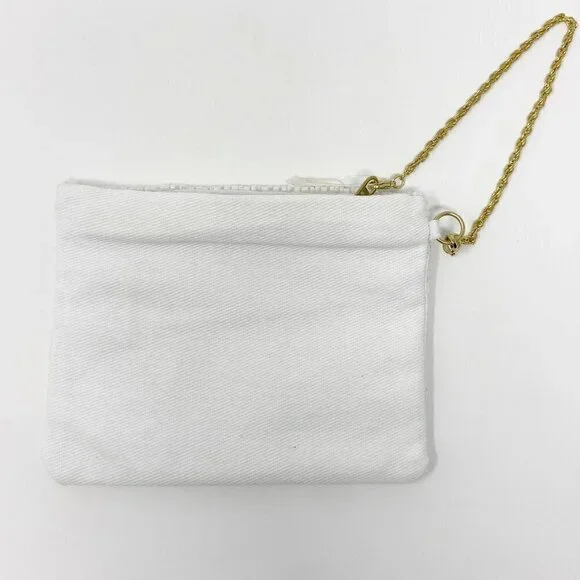 Love Heart Beaded Zip Pouch Gold Chain Handle - Picture 3 of 7